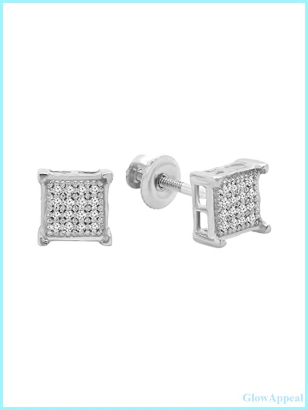 Sterling Silver Natural Diamond Stud Earrings Micro-pave Unisex